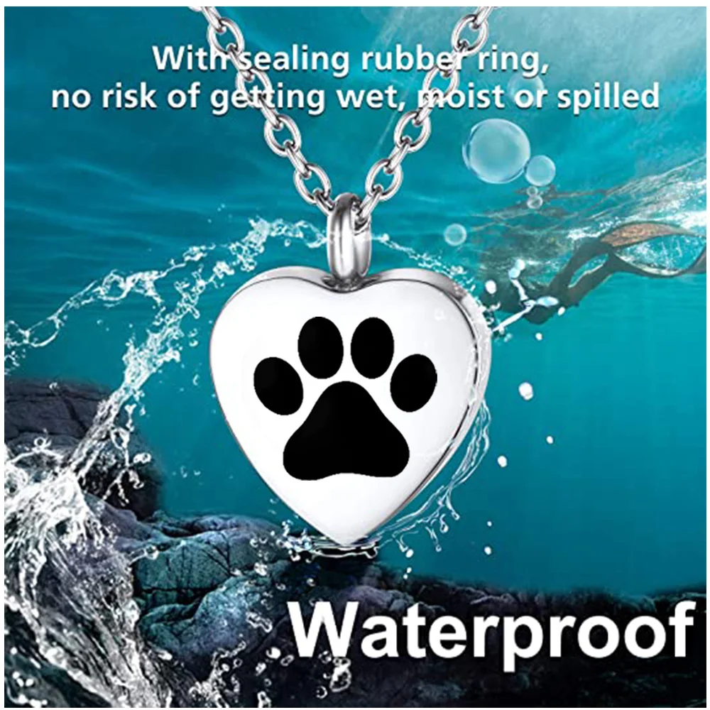Urn Necklace for Ashes with Paw Prints Heart Cremation Jewelry for Dog Ashes -"You were my favourite Hello and my hardest Goodby