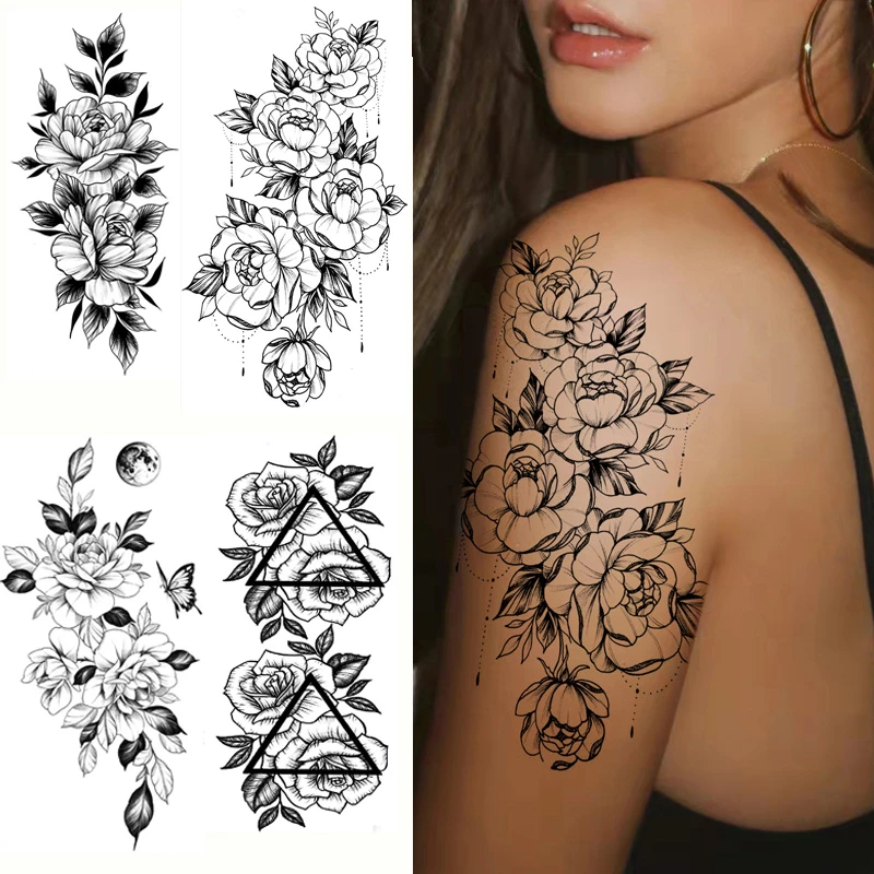 Waterproof Temporary Tattoos Fake Tattoo For Women Sexy Rose Butterfly Flowers Body Art Sticker Arm Legs Sleeve Tattoos Girls Aliexpress