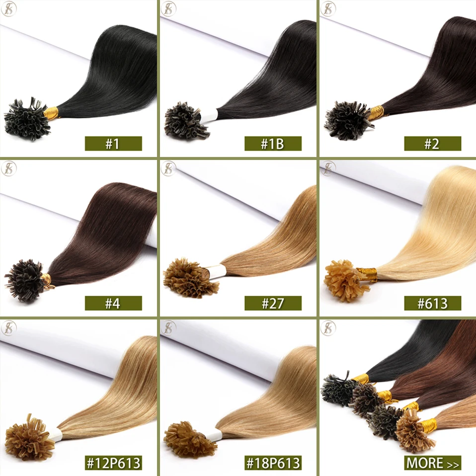 TESS 0.5g/s U Tip Hair Extensions 50g Microlink Keratin Fusion Human Hair Capsule Pre Bonded Brown Blonde Natural Hair Extension
