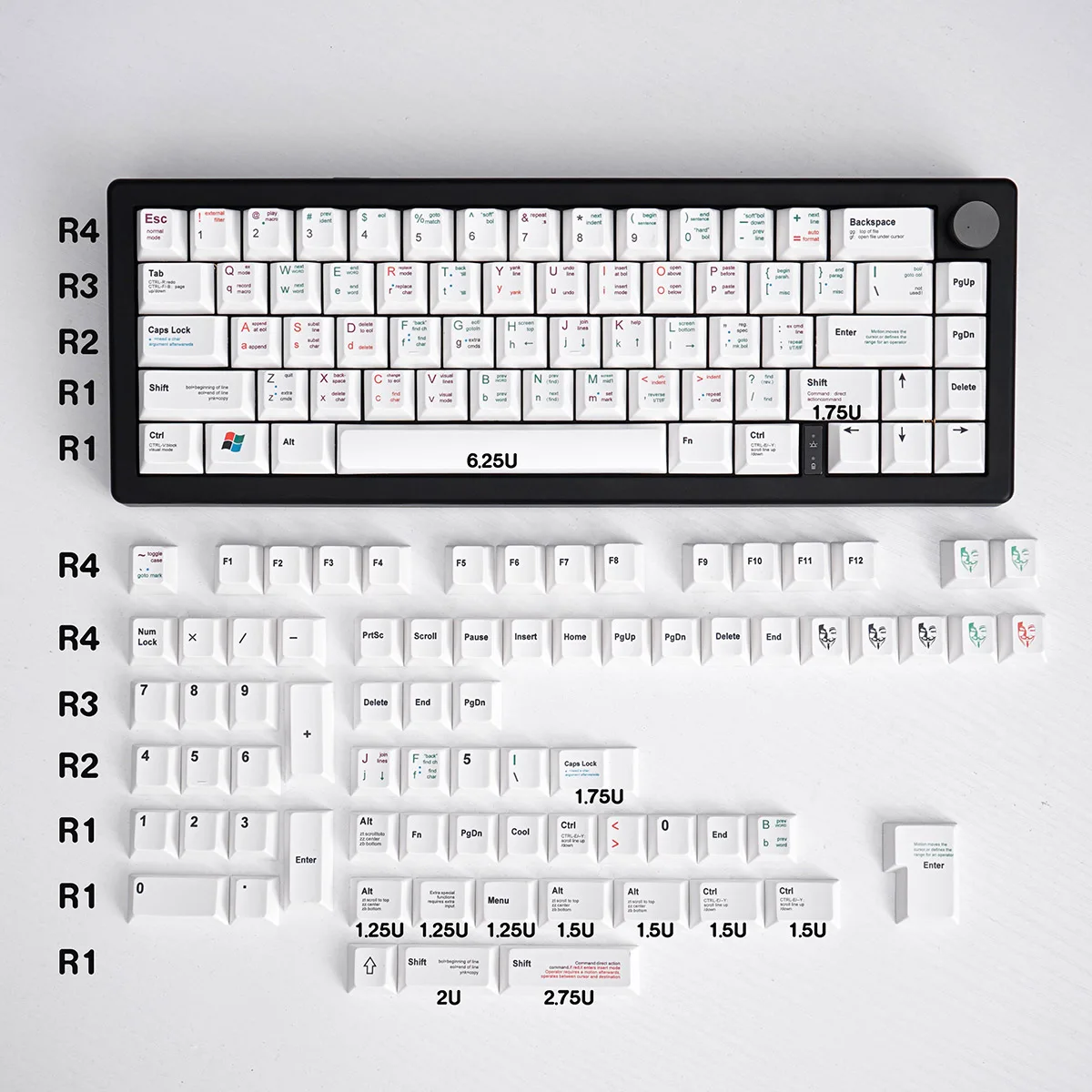 Teclado Mecânico Teclas Caps Calor Sublimado Cereja Perfil para 64 68 75 98 108 Keycaps Teclado 139 Teclas Pbt Branco Branco - Imagem 5