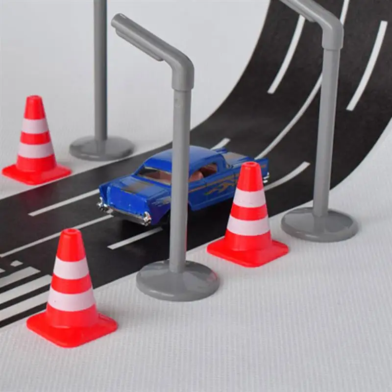 Plastic Construction Toys Kids Construction Toys Kids Pretend Play Set 35Pcs Mini Traffic Road Cones Plastic Simulation Roadblock Signs Micro Road Parking Signs Toy for Kids Rc Car Model Parts