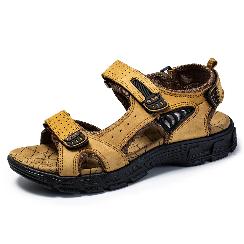

Men's Leather Sandals Brand Classic Sandals Summer Men's Outdoor Leisure Beach Light Sandals Fashion Sports Shoes Large 46