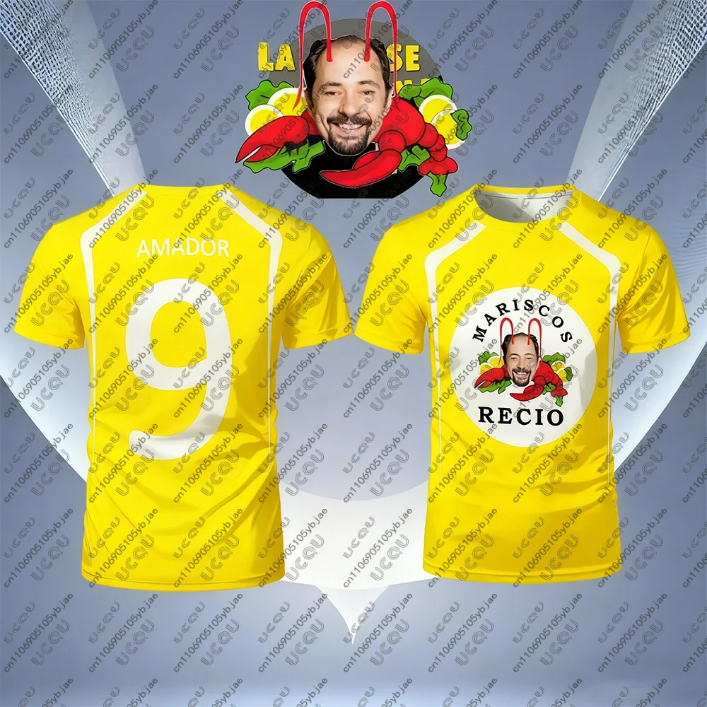 2026 남성 어린이 남아 통기성 유머 축구 유니폼 상의 성인 해산물 새우 홈 선물 축구 스포츠 M-Mariscos R-Recio 9