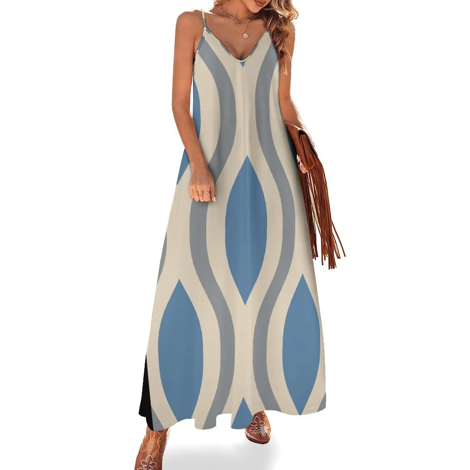 Retro Mid Century Modern Ogee Pattern 282 Sleeveless Dress prom dresses clothes for women