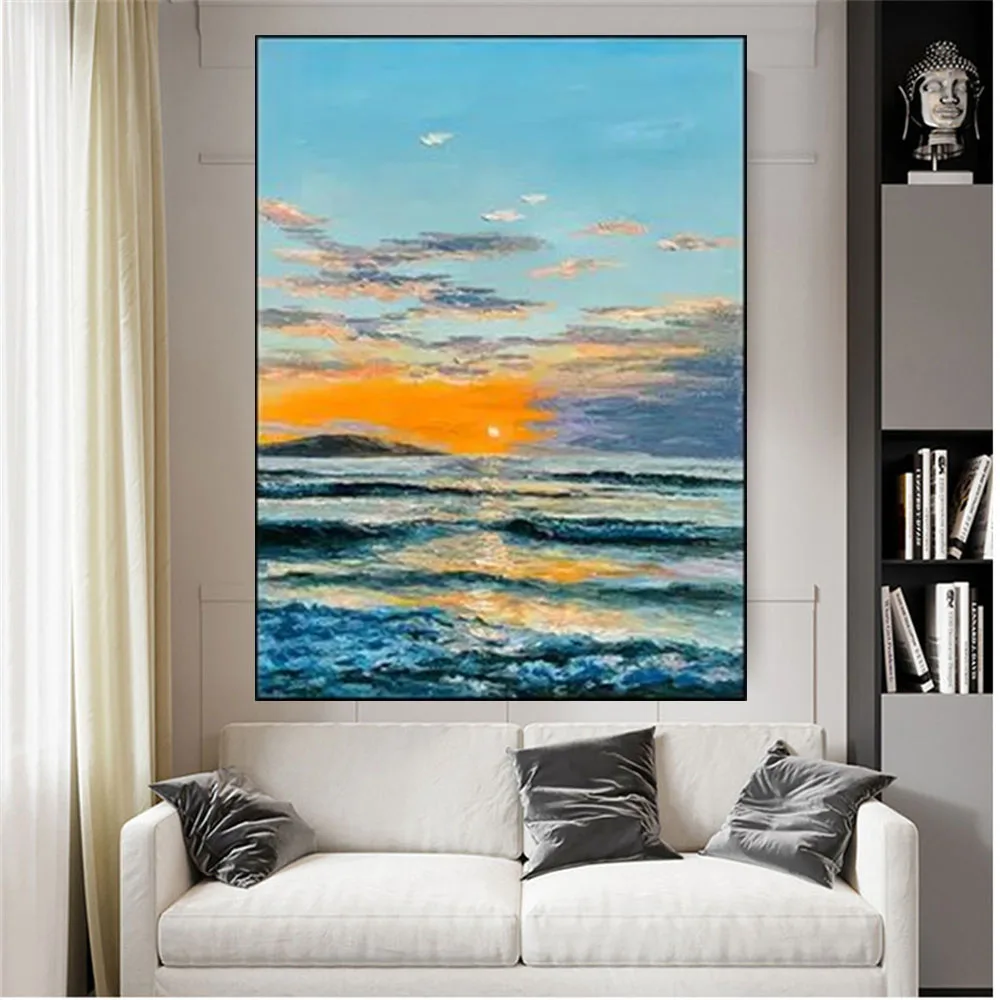 

Pure Hand-Painted Landscape Cloth Abstract Oil Painting Minimalist Fashion Modern Art Wall Home Room-Wall Porch Living-Room