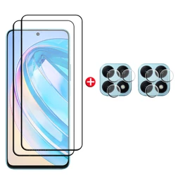 Premium 4 - in - 1 Tempered Glass Screen and Lens Protector with Full Glue Cover - HD 9H Durability for Honor X8A 5G (2 Glass and 2 Lens)