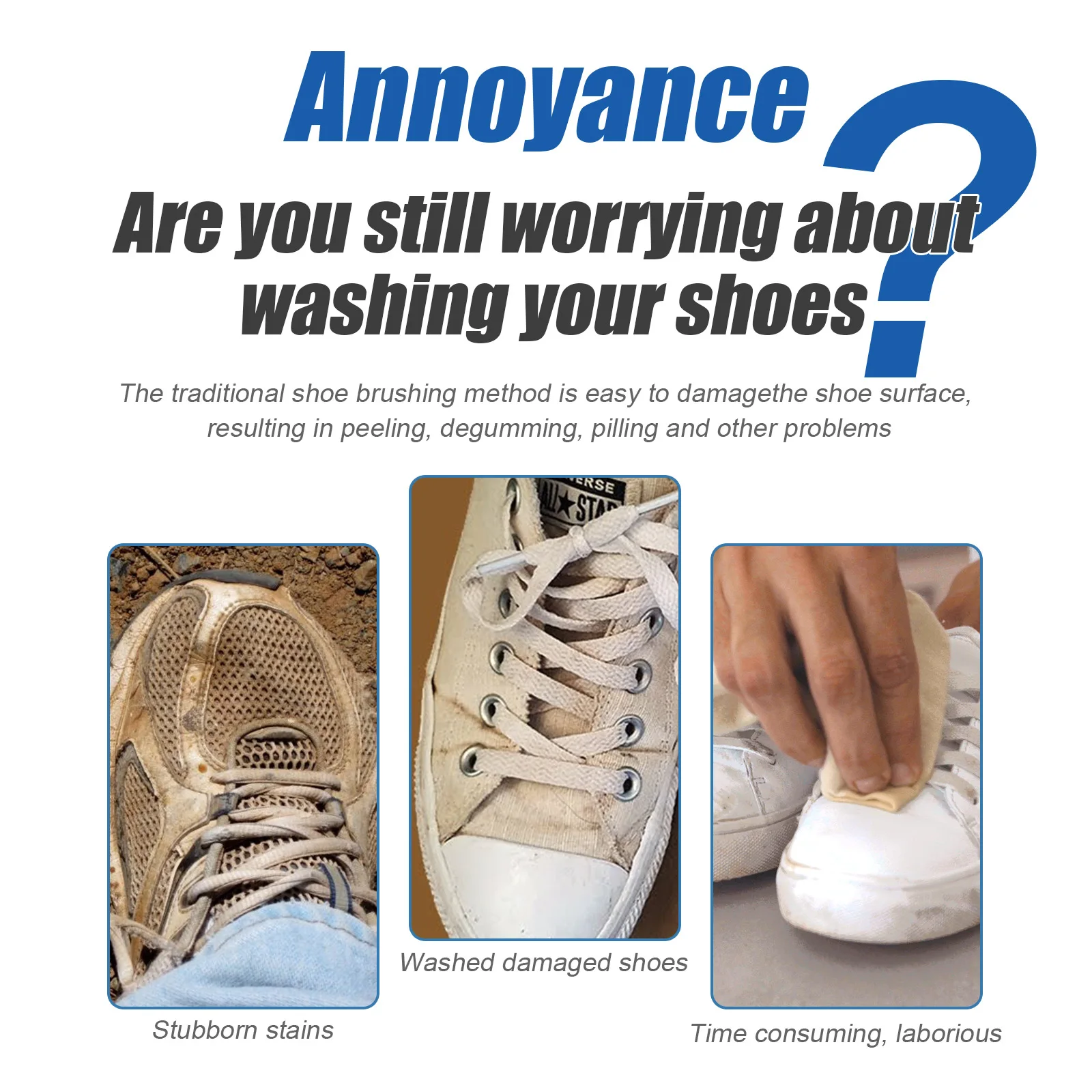 White Shoes Cleaner No-Rinse Sneaker Cleaner Remove Dirt Stain Whitening Shoe Detergent with Brush for Leather Knit Canvas Suede