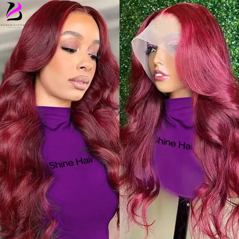 

250% Body Wave Burgundy 13x4 Hd Lace Frontal Human Hair Wig For Women Glueless 99j Lace Front Brazilian Wigs On Sale Clearance