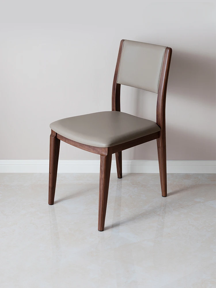

Dining chairs made of black walnut wood, light luxury in Europe and America, modern and simple solid wood for household