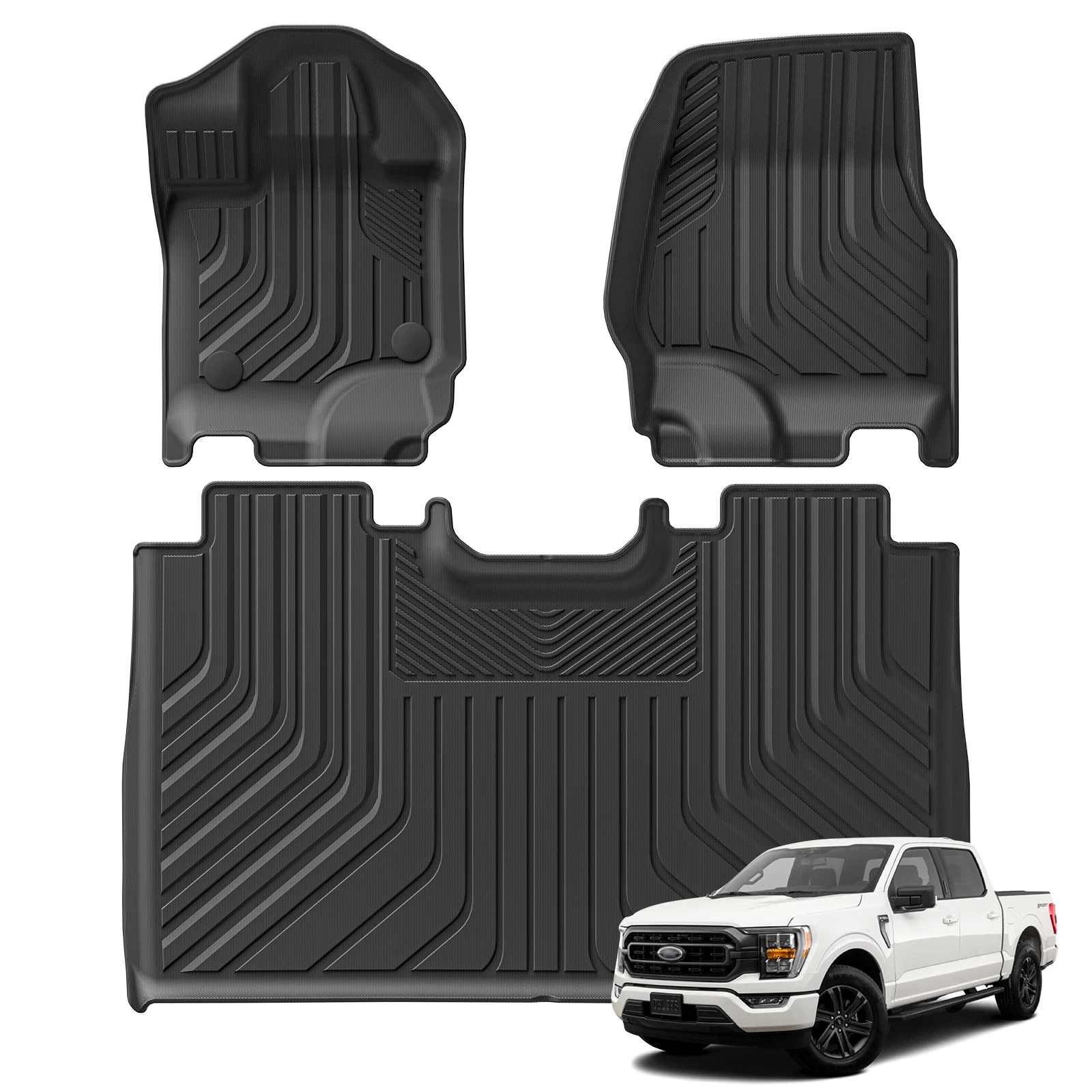

for Ford F-150 F150 2021- 2023 TPE 3D Car Floor Mats Cargo Liner Pad Waterproof Foot Set Accessoriies Left Hand Drive