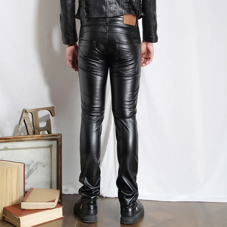 Men Autumn Leather Pants Cultivate One's Morality Feet Leisure PU