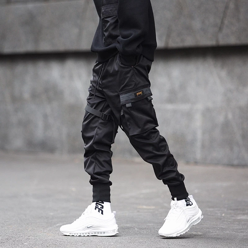 Ribbons Harem Joggers Men Cargo Pants Streetwear 2025 Hip