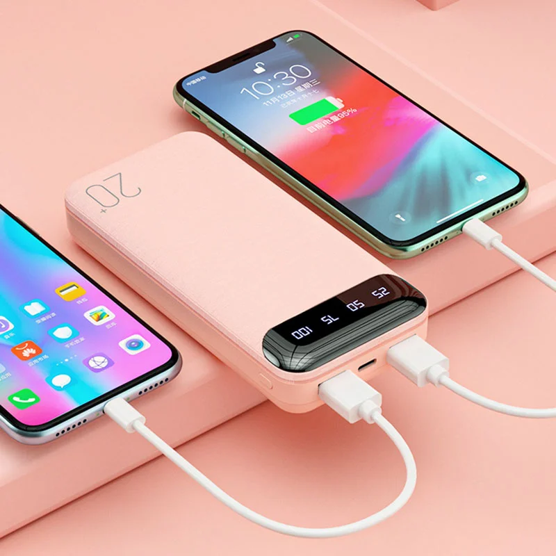 10000/20000mah Mobile Power Bank Fast Charging External Battery With