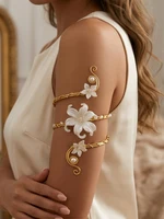 Gold Floral Upper Arm Cuff Bracelet for Women