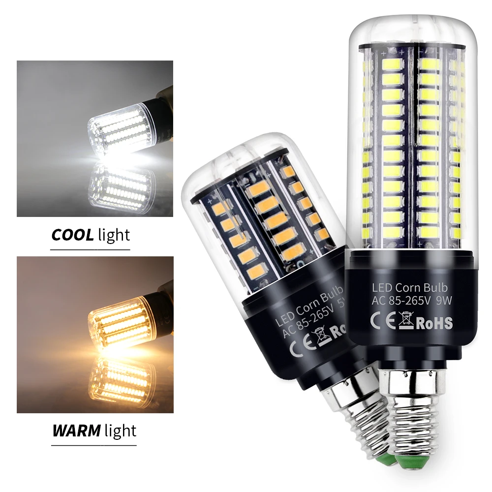 LED E27 220V 전구 110V E14 옥수수 램프 3.5W 5W 7W 9W 12W 15W 20W 홈 침실 샹들리에 전구 깜박임 조명 없음 240V