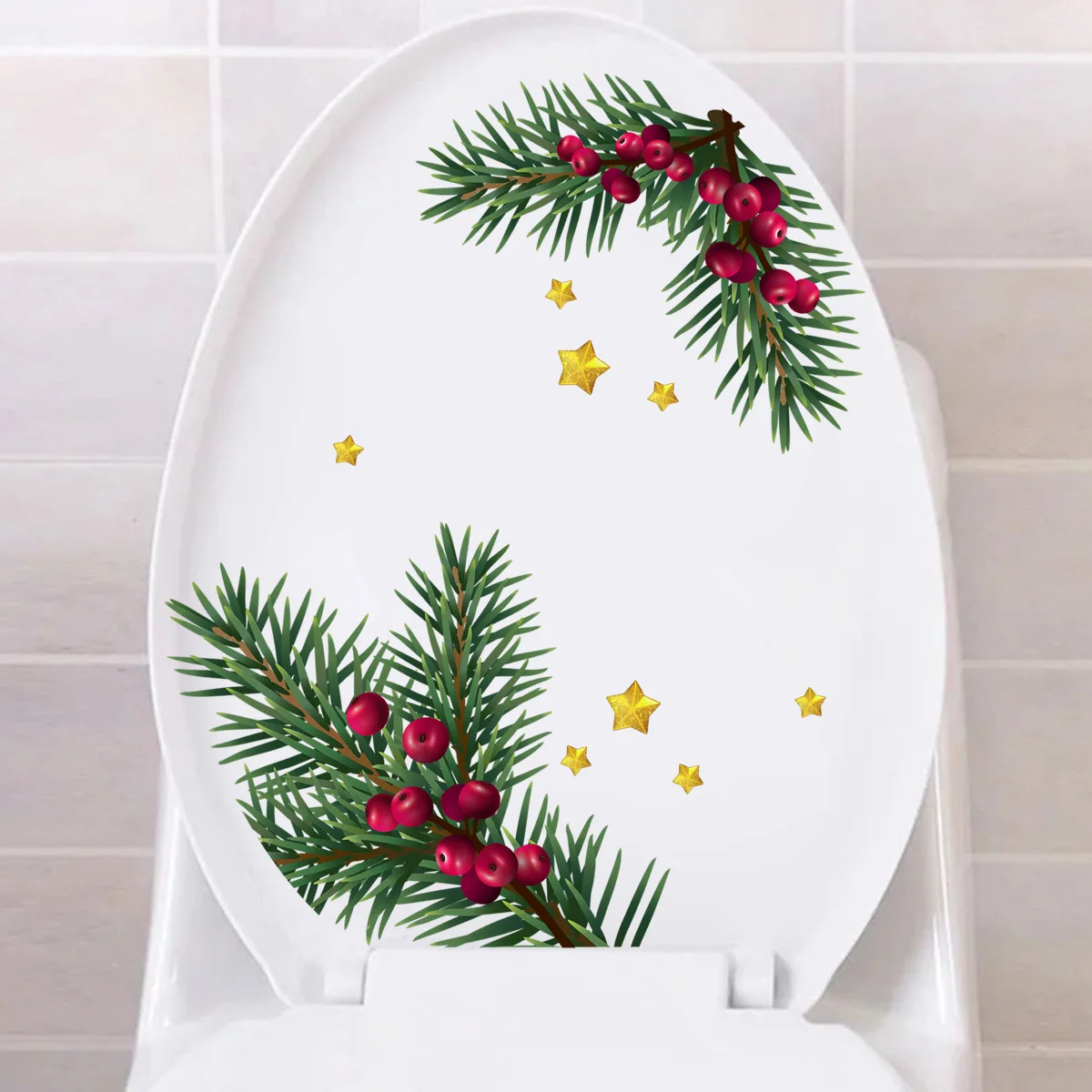 2 Adesivi Natalizi Per WC Albero E Pupazzo Di Neve | PVC Impermeabile 30x30 Cm, Rimovibili Per Porte E Finestre