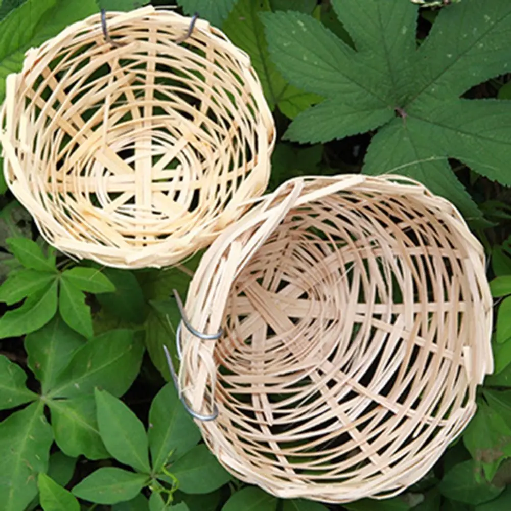 Bamboo Bird House Nature Craft Handmade Hanging Canaries Hut Small Garden Decor Parrot Cage Rest 2Pcs