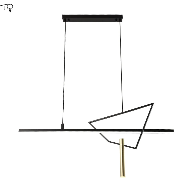 

Nordic Modern Minimalist Long Strip Led Pendant Light Creative Geometry Simple Hanging Lamp Dining Room Living Room Studio Cafe