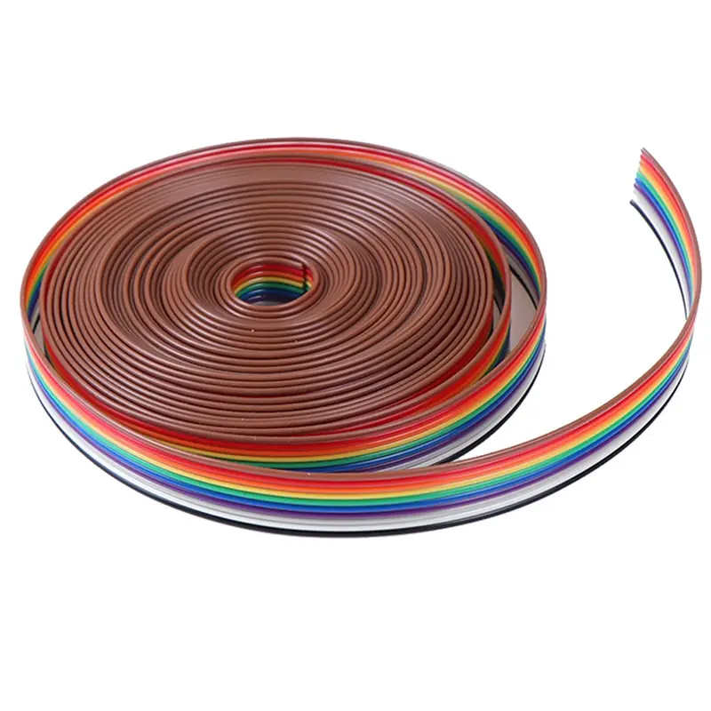 5M 10WAY Flat Color Rainbow Ribbon Cable Extension Electric Wire LED Stirp 10P 28AWG for ribbon cable