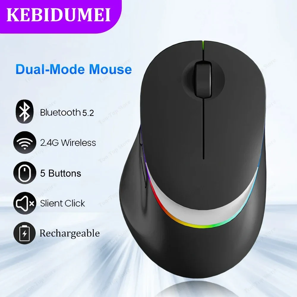 Wireless Mouse Dual-Mode Bluetooth 5.2 Mouse 2.4G Wireless Mouse 400mAh Rechargeable Silent LED Gaming Mice for Laptop Tablet wireless mouse