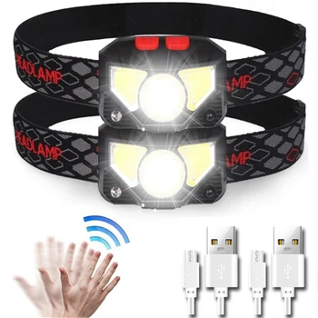 XPG + COB LED 헤드램프 USB 충전식 헤드 토치 헤드 손전등, 방수 헤드 토치, 야외 캠핑 낚시 헤드 라이트