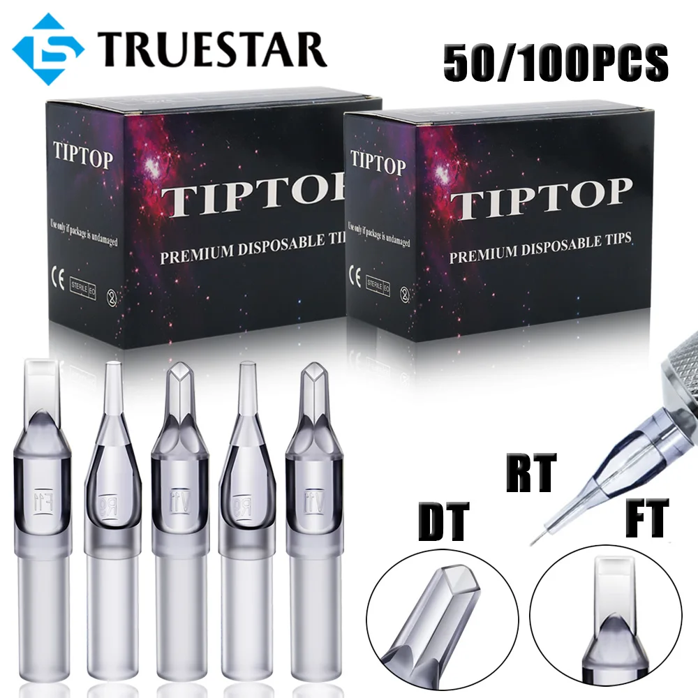 100/50PCS Disposable Tattoo Tip Grey Tattoo Needle Nozzle Tubes RT DT FT Tips for Machine Needle Permanent Makeup Supply