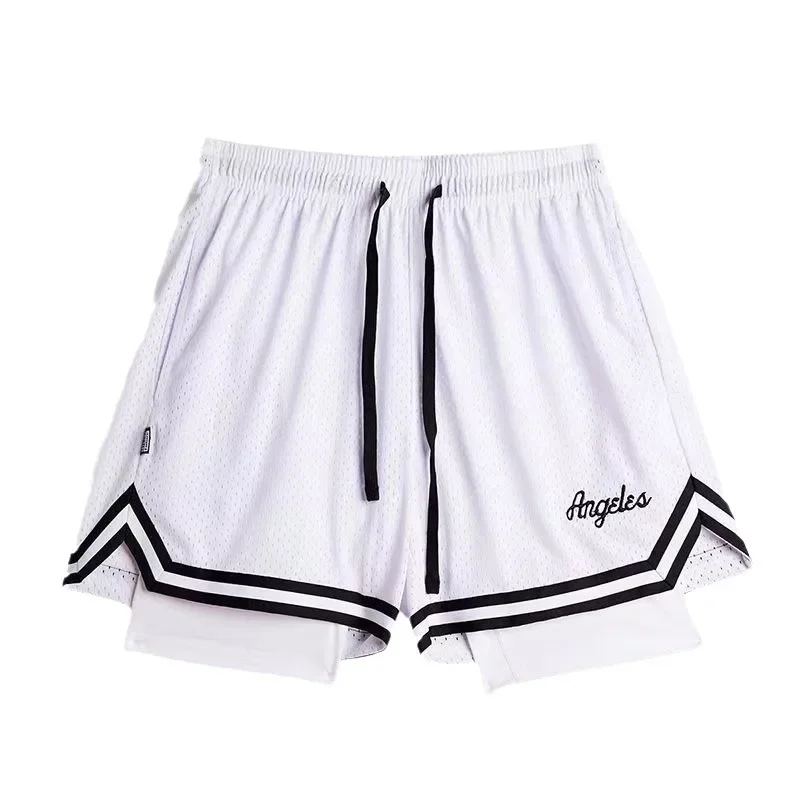 American Style Illusion Two-Piece Basketball Shorts Training Sweatpants Fitness Equipment Men's Summer Stylish Sportswear