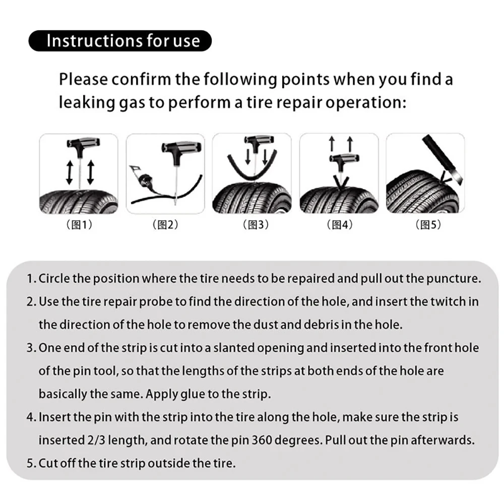 Tire Repair Kit 2 Set Car Tire Repair Tool Road Bicycle Tire Repair Tools Bike Tubeless Rubber Bacon Strip And Insertion Tool Urgent