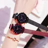 Womens Fashion Starry Sky Watches Magnet Buckle Mesh Belt Diamond Quartz Watch Women Dress Clock 4