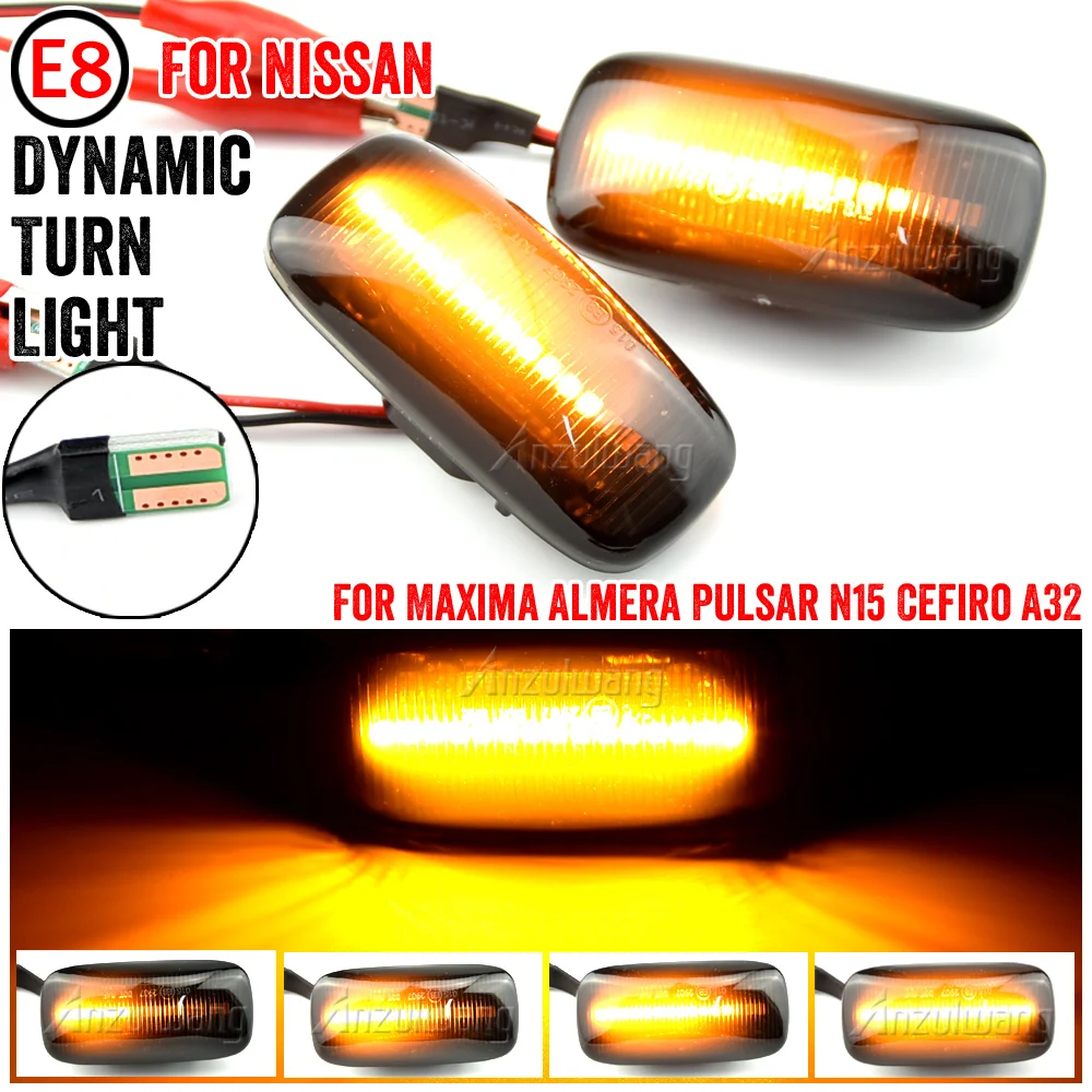 

2pcs/pair Dynamic LED Turn Signal Side Marker Light Sequential Blinker Indicator Light For Nissan Almera N15 95-00 Maxima 95-00