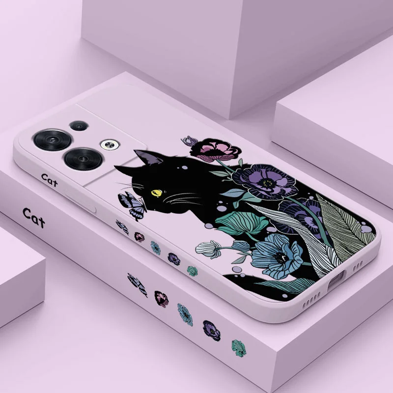 Silicone Soft Cover with Cat Playing Design - Universal Phone Case