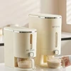 5/10KG Cream Sealed Rice Bucket Automatic Cereal Dispenser Storage Box with Lid and Cups Moisture-Proof Grain Storage Container 1