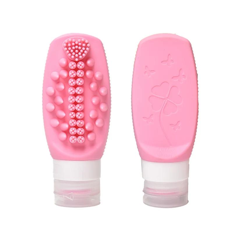 Multi-functional Silicone Travel Bottle Convenient and Fast Wash Hair Massage Brush Portable Soft Squeeze Sealed Empty Bottle