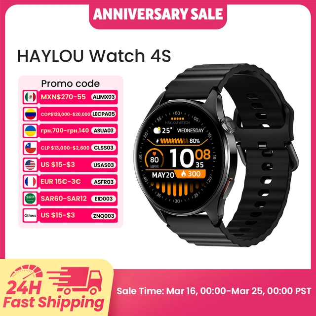 HAYLOU Watch 4S GPS Smartwatch 1.43” HD AMOLED Display 5 Satellite GPS Positioning 120+ Workout Modes Sport Fitness Smart Watch