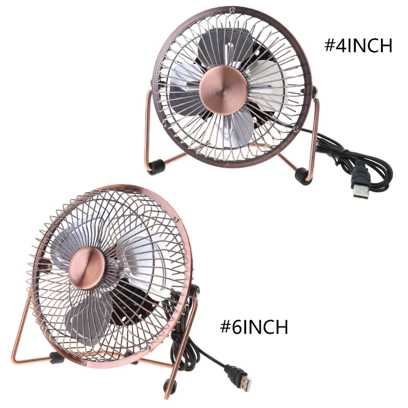 4/6inch USB Desk Fan Portable Table Cooling Fan Adjustable 360 Degree Rotatable Metal Quiet Electric for Home