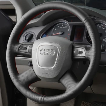 Coprivolante per auto per Audi A3 8P Sportback A4 B8 Avant A5 8T A6 C6 A8 D3 Q5 8R Q7 4L pelle artificiale nera fai da te