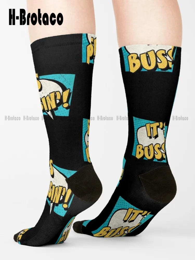 

Retro Vintage It'S Bussin Socks White Men'S Socks Harajuku Retro Gd Hip Hop Street Skateboard Socks Teen Youth Socks Casual Art