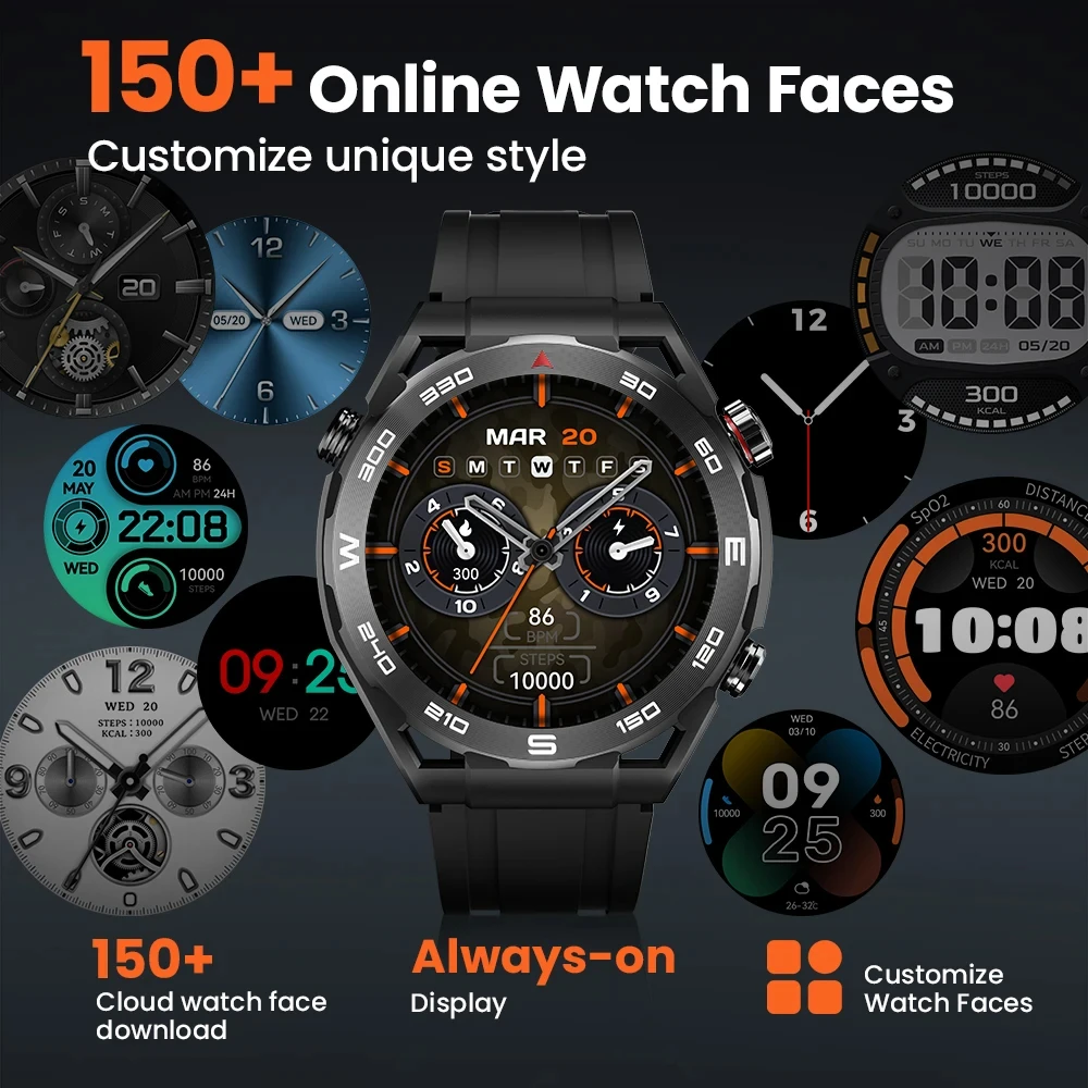 Smart Watch HAYLOU Watch R8 Smartwatch 1.43'' AMOLED HD Display Smart Watch Bluetooth Call & Voice Assistant Mulitary-grade Toughness