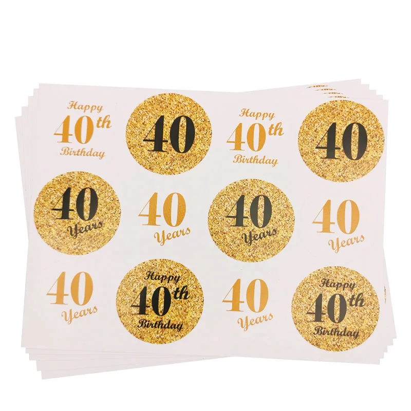 Gold Dia 4cm Cheers Happy Birthday & Anniversary Paper Sticker Labels - Elegant Party Seals & Decor