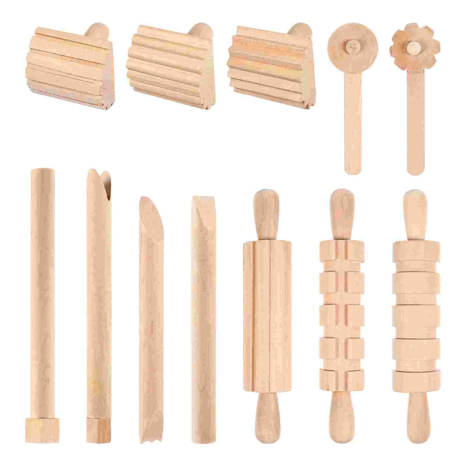 

Stobok Kids Toys Kids Toys 1 Set Wooden Tools Toy Kids Clay Shaping Tools Wood Rolling Pin Set Sculpting Tools