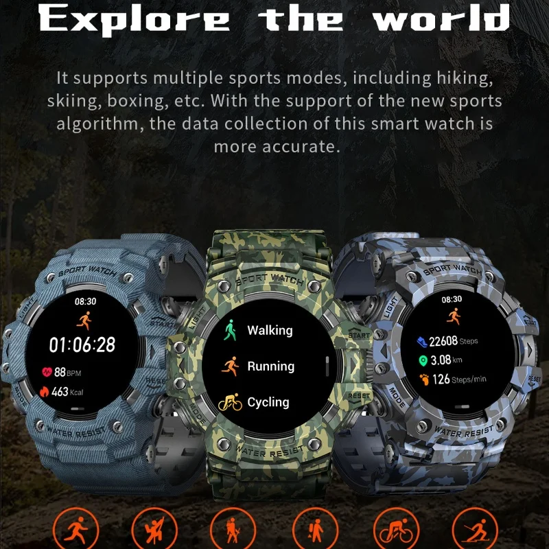 2025 Rugged Sport Smart Watch  Bluetooth Calls Colorful Waterproof Military Smartwatches with Flashlight SOS COMPASS for Phone 6