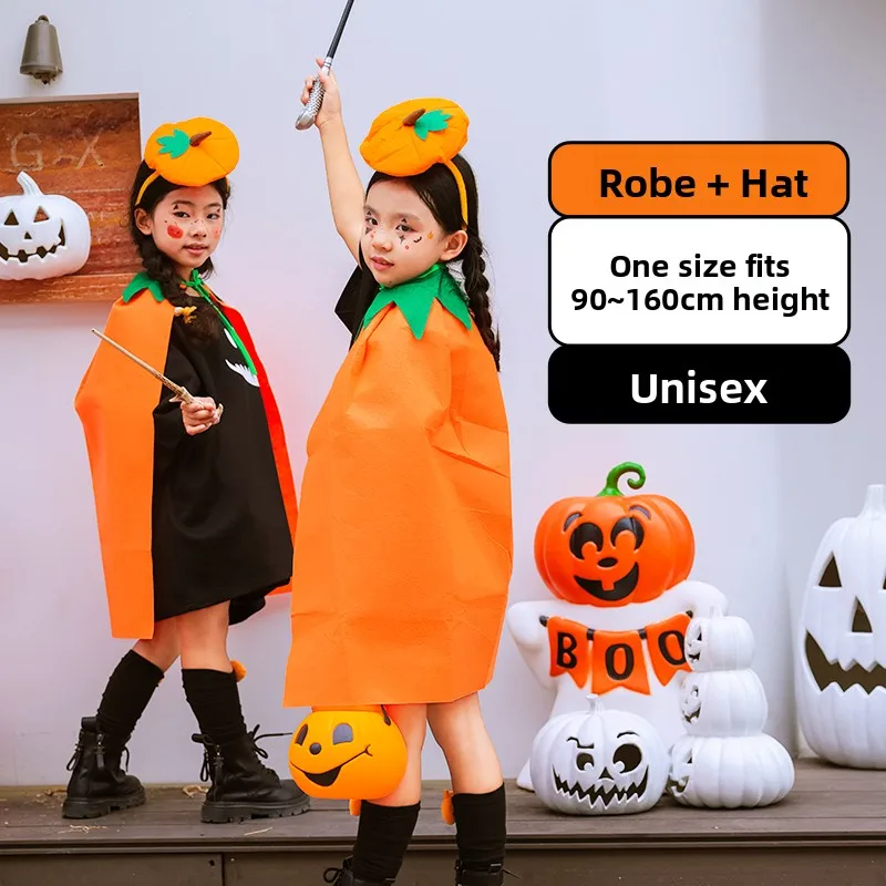 loween Decorative Pumpkin Costume with Hat Props Children's Performance Outfit Scene Arrangement Funny Scary Costume