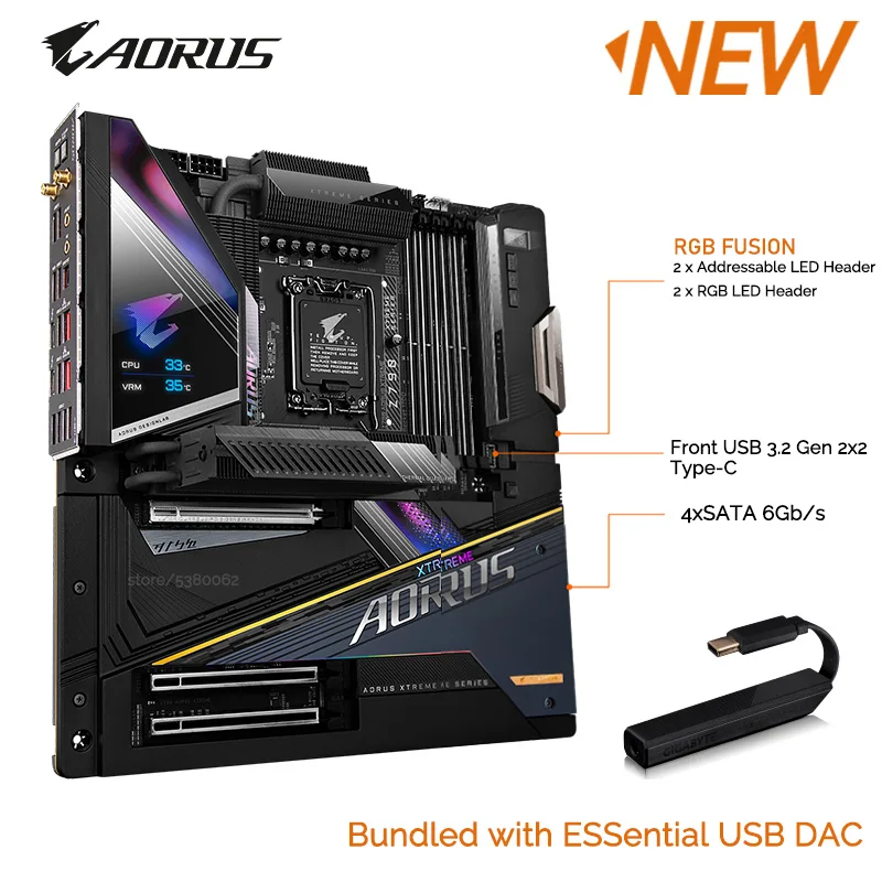 GIGABYTE Z790 AORUS Master (LGA 1700/ Intel Z790/ EATX/ DDR5/ 5* M.2/ PCIe  5.0/ USB 3.2 Gen2X2 Type-C/Intel WiFi 6E/ Marvell AQtion 10GbE LAN/Q-Flash  Plus/EZ-Latch Plus/placa-mãe para jogos)