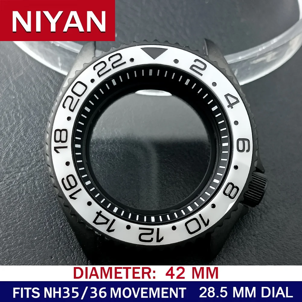 High-Quality 42mm Men's Steel Black Watch Case with Sapphire Glass and 22mm Band