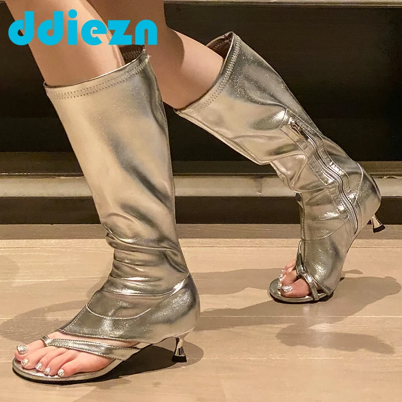 

Heels Knee-High Sandals Boots New Womens Pumps Modern Long Boots For Ladies Stretch Booties Footwear Flip Flops Female Shoes