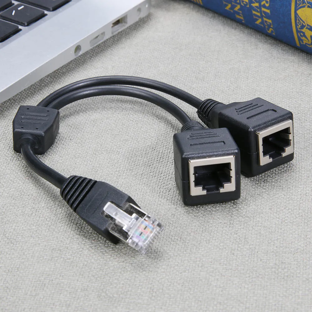 DSL 네트워크 RJ45 남성-2개 여성형 분배기 어댑터 커넥터 케이블 검정색