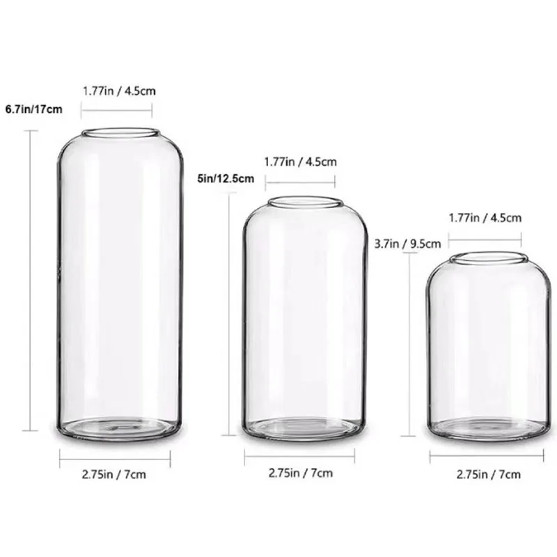 Glass Bud Vases Set of 3, Modern Small Flower Vase in Bulk for Wedding Decorative, Clear Glass Vase for Party Events Centerpiece 3