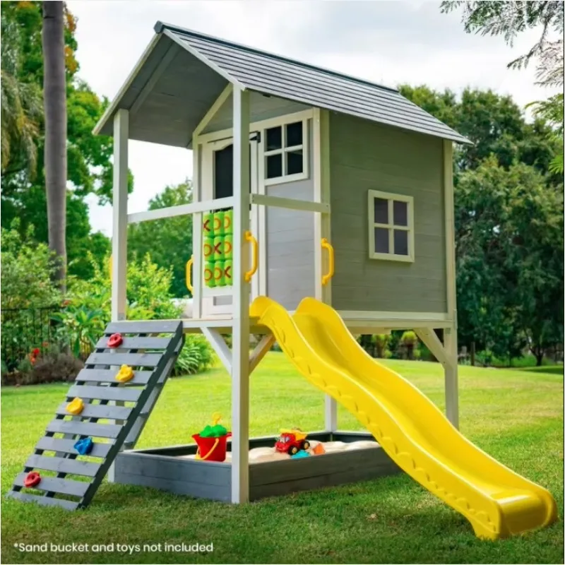 รูปสินค้า บ้านไม้เล่นกลางแจ้ง พร้อมสไลเดอร์และกระบะทราย