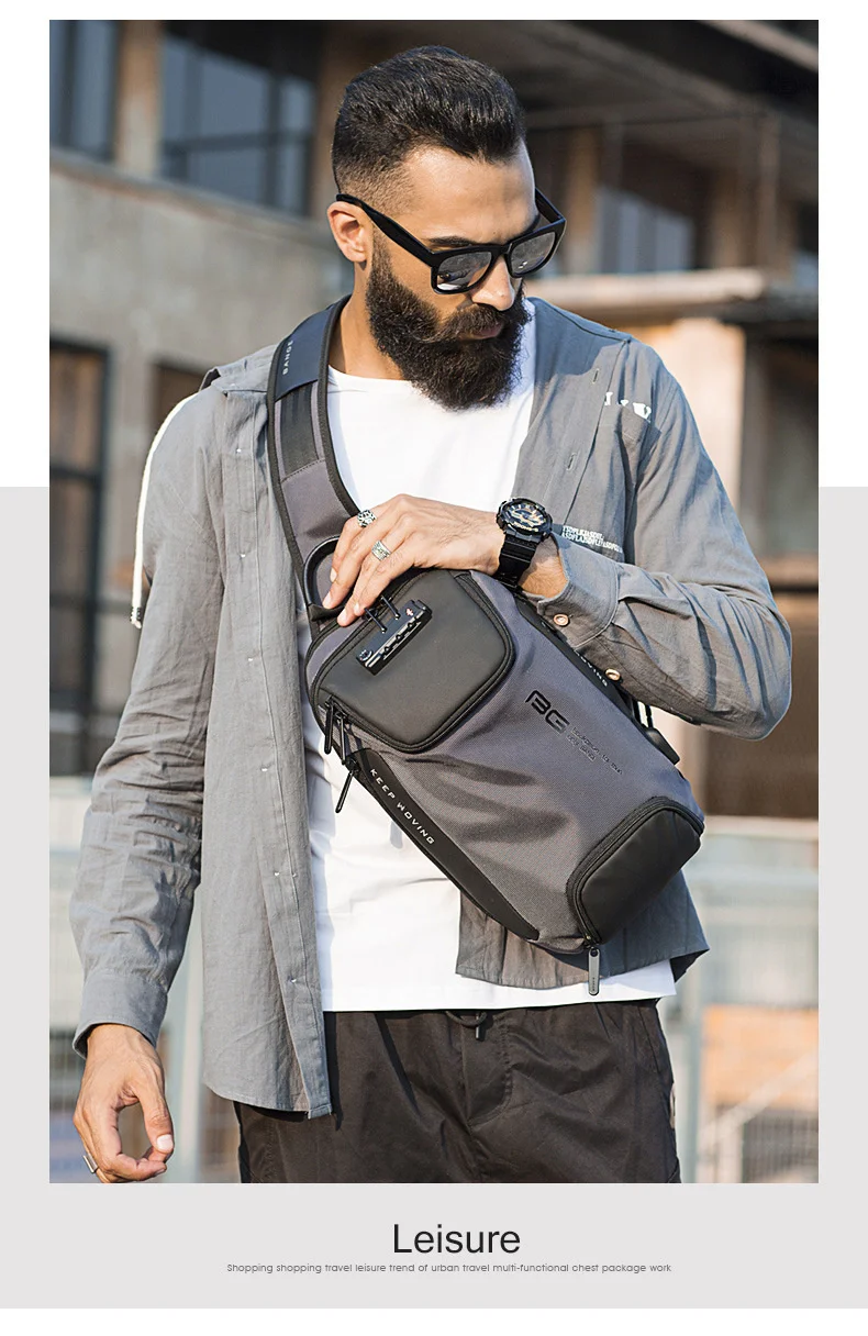 Xiaomi New Fashion Luxury Men's Chest Bag Outdoor Travel Crossbody Bag USB Anti-theft Scratch Resistant Shoulder Sling Bag