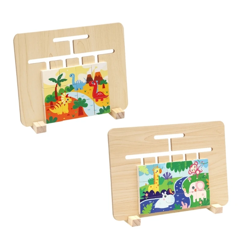 

Wood Cartoon Theme Puzzle Toy Building Blocks Toy for Kids Educational Fine Motor Skills Toy Child Christmas Gift